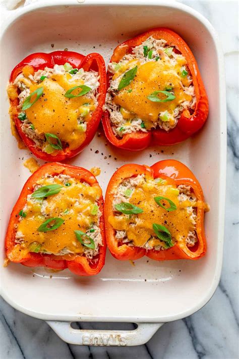 tuna-melt-stuffed-bell-peppers-feelgoodfoodie image