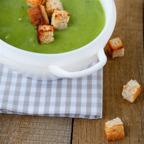 watercress-celeriac-soup-with-goats-cheese-croutons image