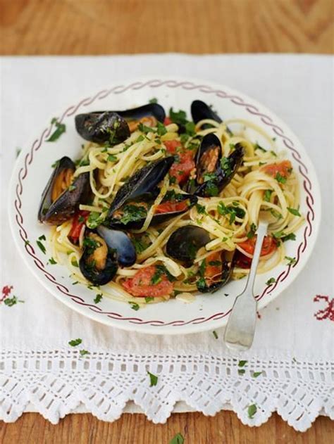 mussel-linguine-pasta-recipes-jamie-oliver image