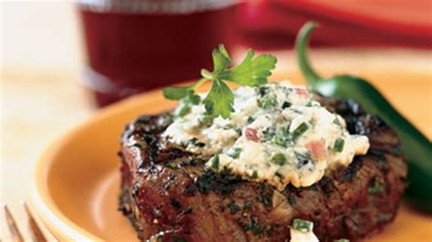 grilled-steaks-with-blue-cheese-and-chiles-recipe-bon image