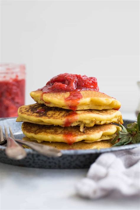 corn-flour-pancakes-with-strawberry-compote-salted image