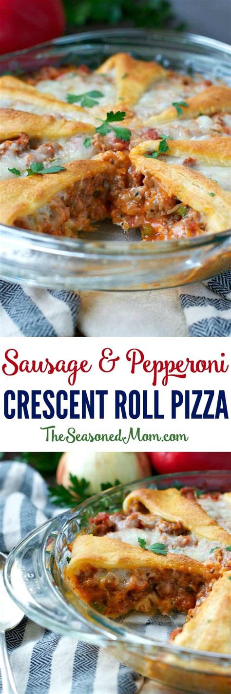 sausage-and-pepperoni-crescent-roll-pizza-the image