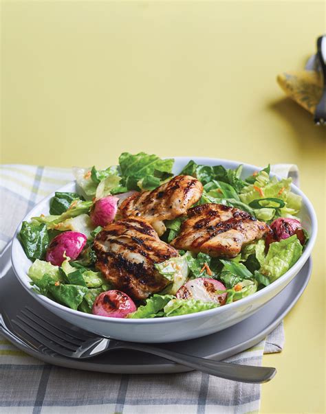 grilled-chicken-radish-salad-with-carrot-miso-dressing image
