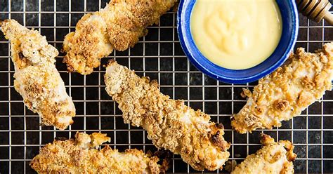 baked-buttermilk-chicken-tenders-with-honey-mustard-sauce image