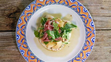 chicken-paillard-with-prosciutto-melon-and-mint-salad image