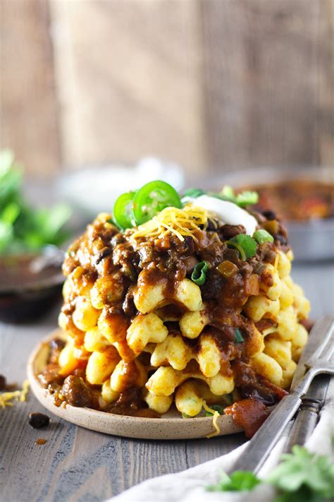 jalapeo-cheddar-cornbread-waffles-with-chili image