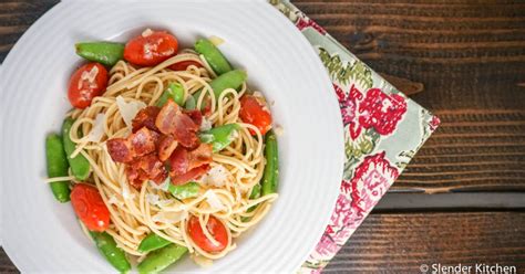 sugar-snap-pea-and-bacon-pasta-slender-kitchen image