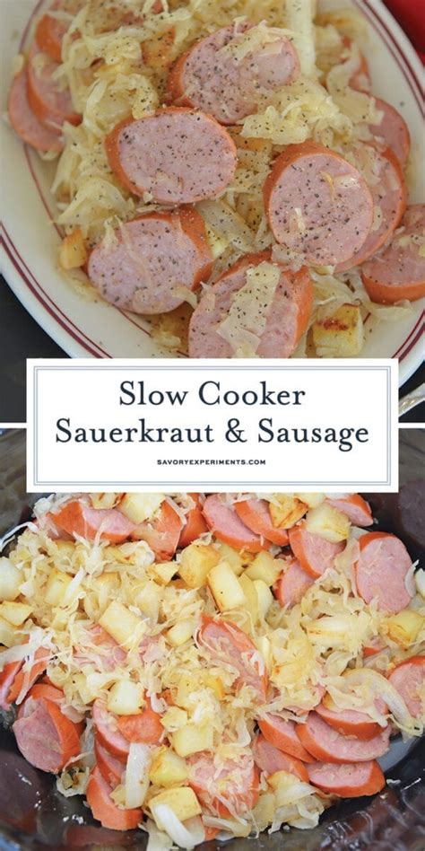 slow-cooker-sauerkraut-and-sausage-savory image
