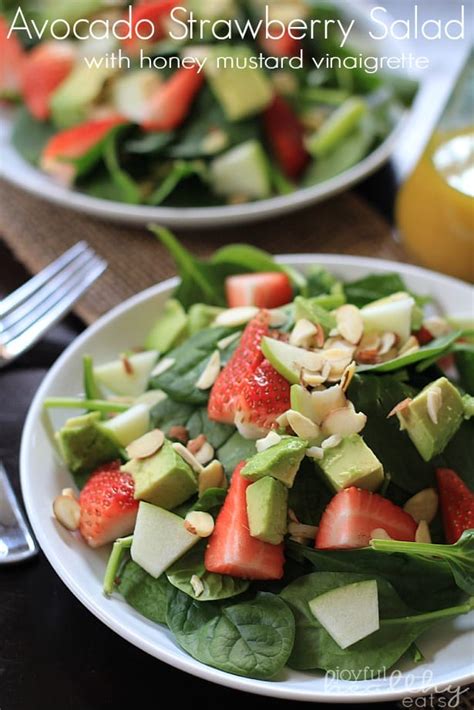 avocado-strawberry-spinach-salad-with-honey-mustard image