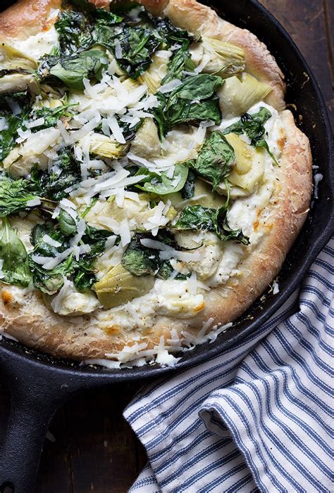 spinach-artichoke-skillet-pizza-seasons-and-suppers image