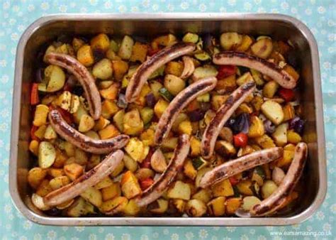 sausages-and-roasted-vegetables-recipe-eats-amazing image