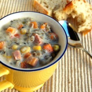 slow-cooker-ham-and-wild-rice-soup-simple-nourished image