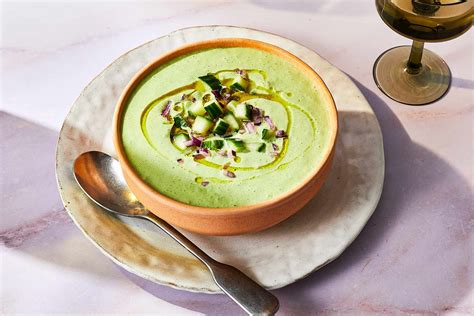 cold-cucumber-soup-recipe-with-yogurt-and-dill image
