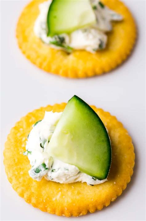 herbed-cream-cheese-cucumber-crackers-delicious image