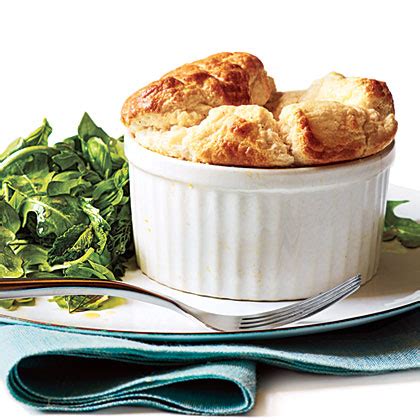 cheese-souffles-with-herb-salad-recipe-myrecipes image