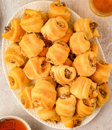 sausage-crescent-rolls-butter-with-a-side-of-bread image