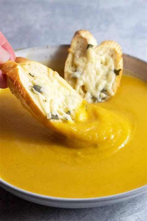 butternut-squash-soup-with-fontina-cheese-crostini image