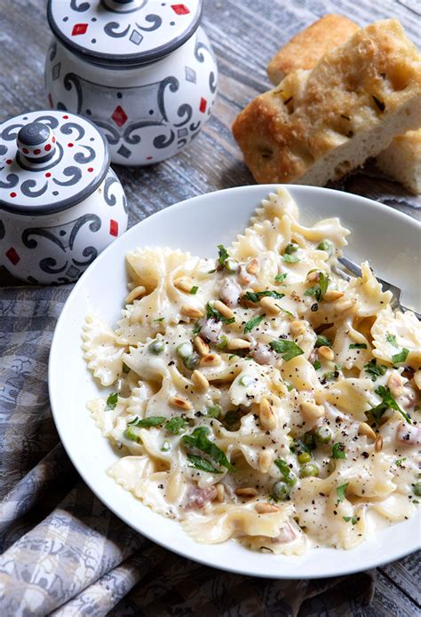 pasta-with-peas-guanciale-goat-cheese-italian image