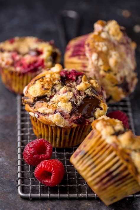 dark-chocolate-chunk-raspberry-crumb-muffins image