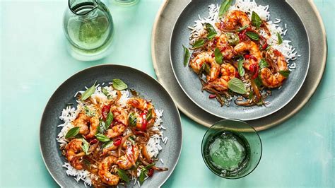 shrimp-and-basil-stir-fry-recipe-real-simple image
