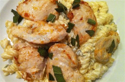 velveted-chicken-breast-with-sage-and-pasta-dinner image