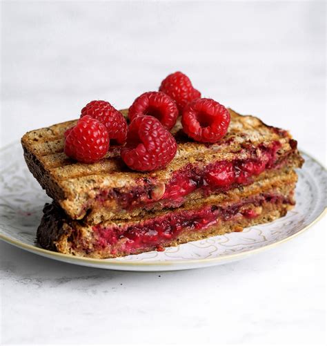 almond-butter-raspberry-toastie-nadias-healthy image