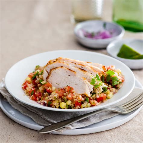 chicken-and-bulgur-salad-with-corn-food-wine image