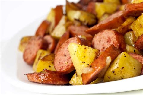 fried-kielbasa-and-potatoes-skillet-recipe-lifes image