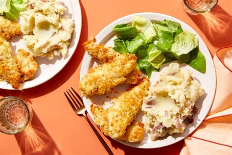 crispy-chicken-tenders-mashed-potatoes-with-butter image