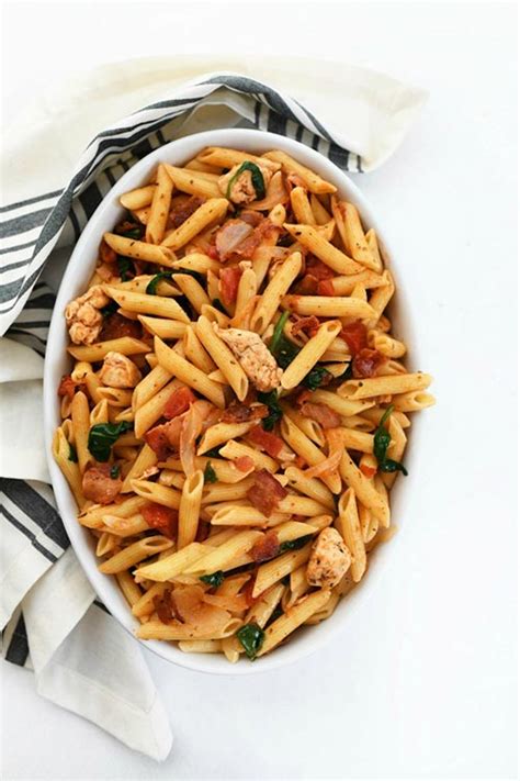 chicken-bacon-pasta-with-spinach-and-tomato image