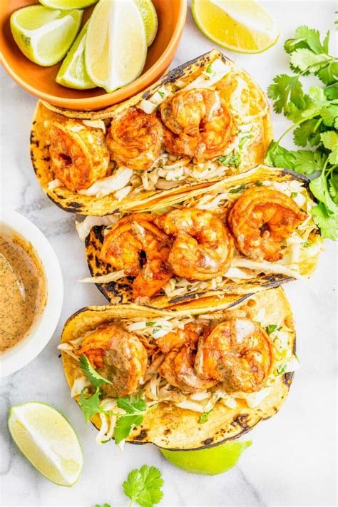 chipotle-shrimp-tacos-easy-shrimp-recipe-ideas-table image