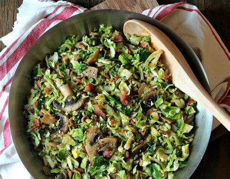 sauteed-brussel-sprouts-with-mushrooms-and-bacon image