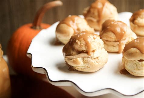 pumpkin-cream-puffs-with-maple-caramel-glaze image