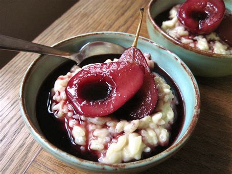vanilla-risotto-with-red-wine-poached-pears image
