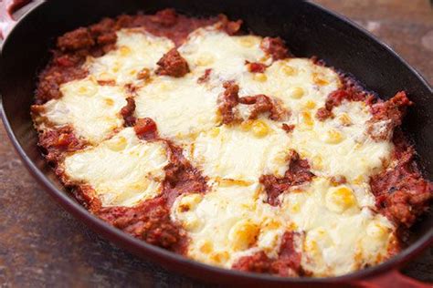 polenta-sausage-mozzarella-casserole-recipe-simply image
