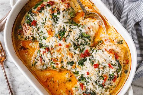 creamy-chicken-breast-bake-recipe-with-spinach-and image
