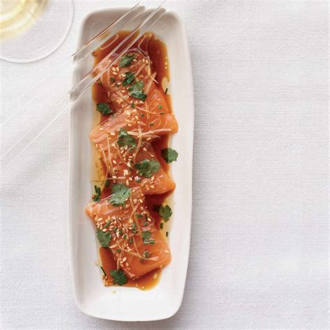 salmon-sashimi-with-ginger-and-hot-sesame-oil image