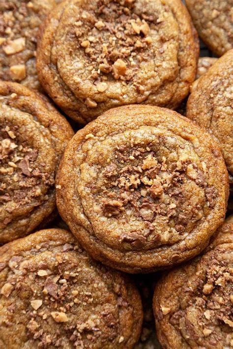 the-best-thick-and-chewy-brown-butter-toffee-cookies image