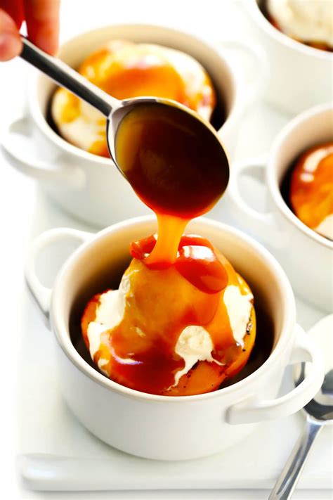 grilled-peaches-with-bourbon-caramel-sauce-gimme image