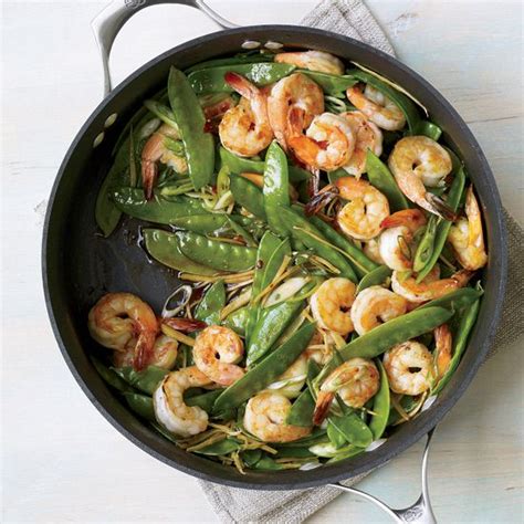 gingered-stir-fry-with-shrimp-and-snow-peas-food-wine image
