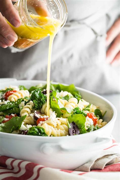 rotini-pasta-salad-with-mixed-greens-foodness-gracious image