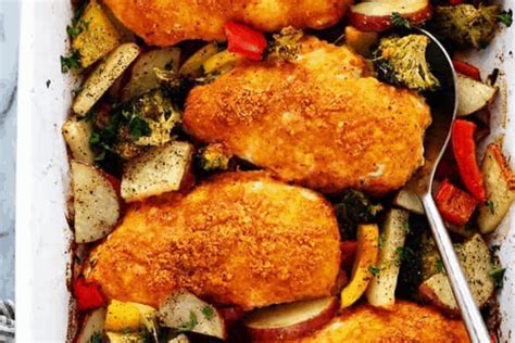 one-pan-crispy-parmesan-paprika-chicken-with-vegetables image
