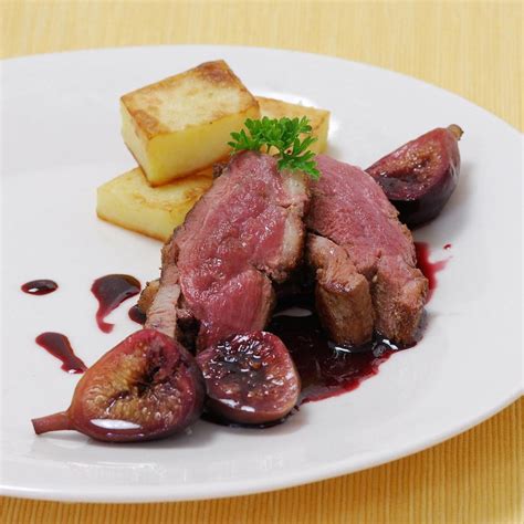 duck-breast-with-wine-poached-figs-recipe-gourmet image