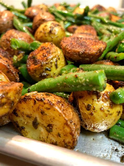 roasted-potatoes-and-green-beans-wholesome image