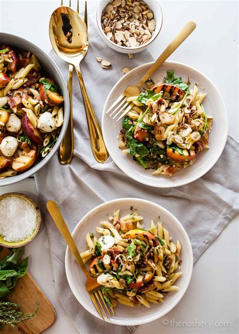 grilled-peach-bacon-pasta-salad-with-herb-vinaigrette image