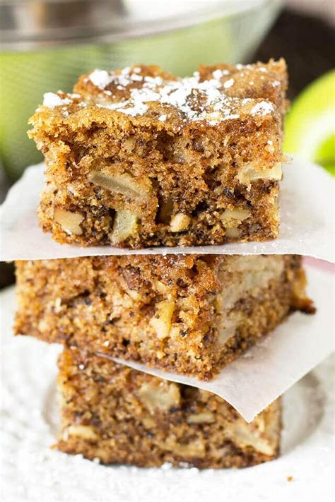 apple-walnut-cake-snack-cake-with-powdered-sugar image