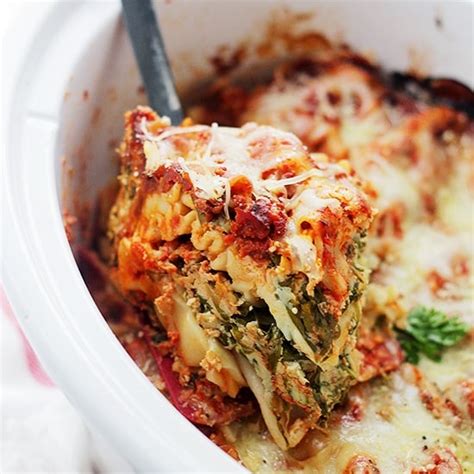 spinach-and-feta-crock-pot-lasagna-recipe-diethood image