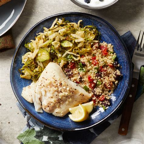 baked-halibut-with-brussels-sprouts-quinoa image
