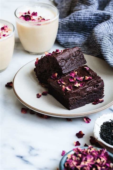 frosted-earl-grey-brownies-with-rose-petals-snixy image