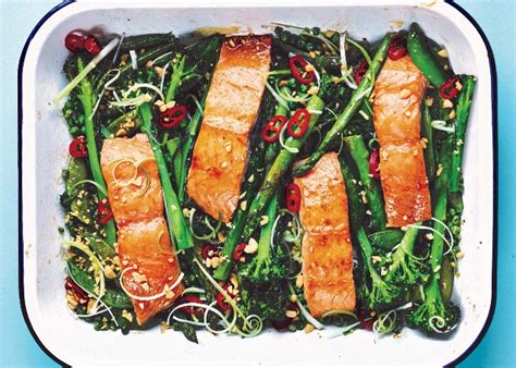 sticky-soy-and-honey-roasted-salmon-with-greens image